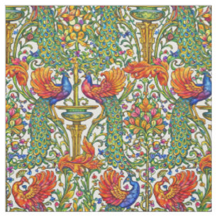 Tecido Arte Retro Art Nouveau Pavões & Frutas por Walter