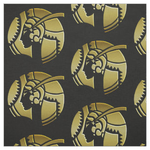 Tecido Arte Retro Deco Mulher Vintage Dourada e Preta