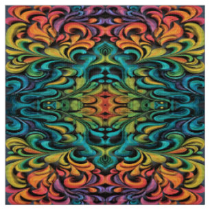 Tecido Arte Vibrante de Redemoinho Multicolorido
