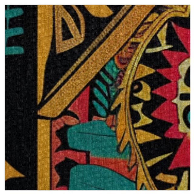 Tecido Artístico "Aztec Dream" de Teal Vibrante (Modelo)