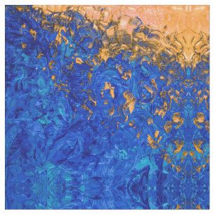 Tecido Artsy Cobalt Blue Ouro Yellow Acrylic Painting