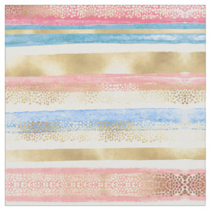 Tecido Artsy Girly Pink Dourado Blue Abstrato Stripes