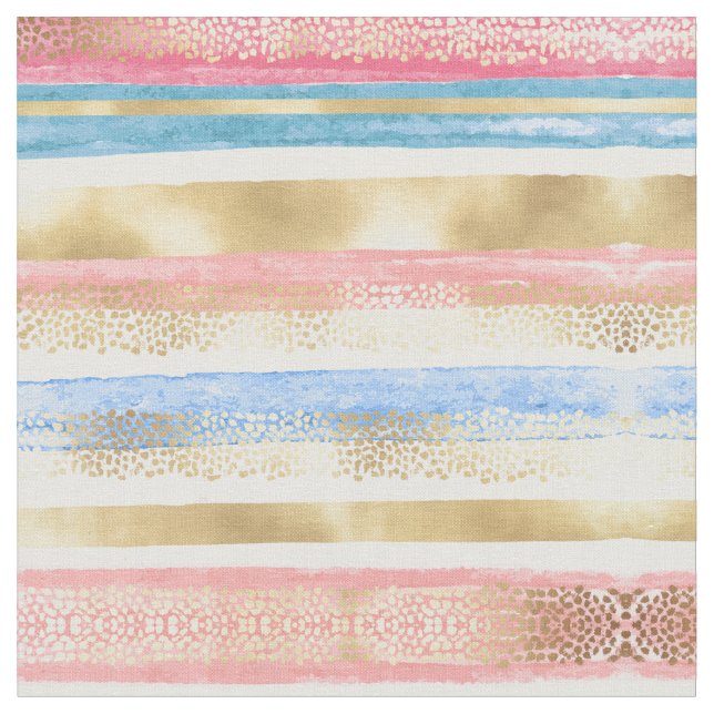 Tecido Artsy Girly Pink Dourado Blue Abstrato Stripes (Detalhe)