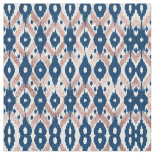 Tecido Artsy Modern Rosa Dourado Marinho Blue Ikat Geo
