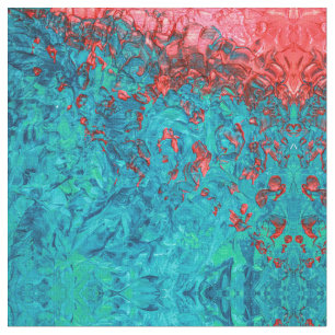 Tecido Artsy Neon Orange Teal Acrylic Painting