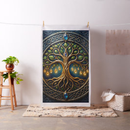 Tecido Árvore Celestial de Luz Árvore Celta de Ouro da Vi