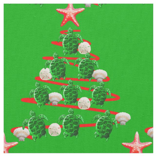 Tecido Árvore de Natal de Tartarugas do Mar Verde (Detalhe)