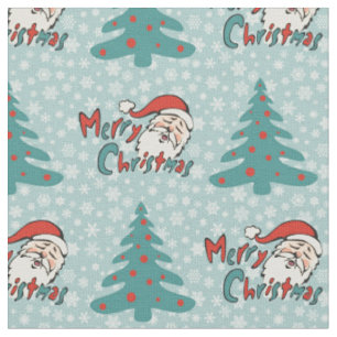 Tecido Árvore de Natal e Papai Noel