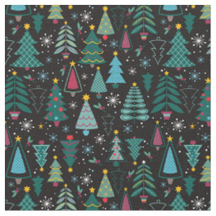 Tecido Árvore de Natal gráfica Impressão Fundo Preto