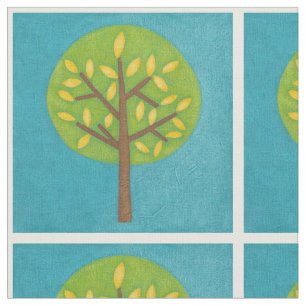 Tecido Árvore verde com folhas amarelas por Chariklia Za