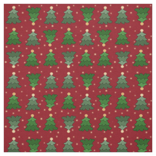 Tecido Árvores de Natal com Estrelas em Vermelho Personal (Modelo)