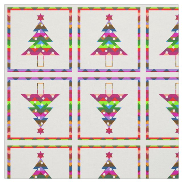 Tecido Árvores de Natal Multicolores (Modelo)