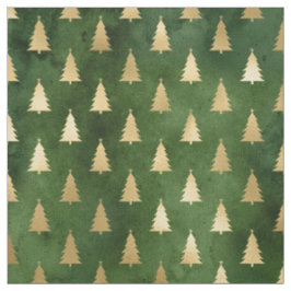 Tecido Árvores Douradas Verdes do Natal