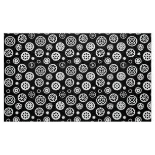 Tecido As engrenagens modelam 070819 - branco no preto