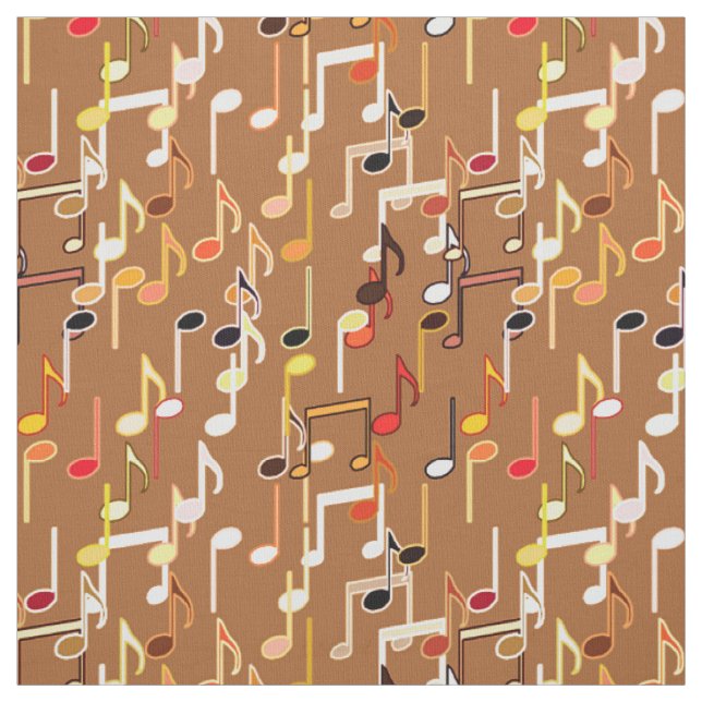 Tecido As notas musicais imprimem - o caramelo Tan, multi (Modelo)