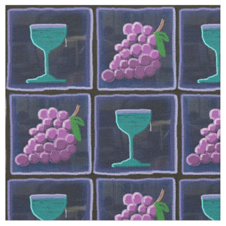 Tecido As uvas & o vinho telharam o algodão
