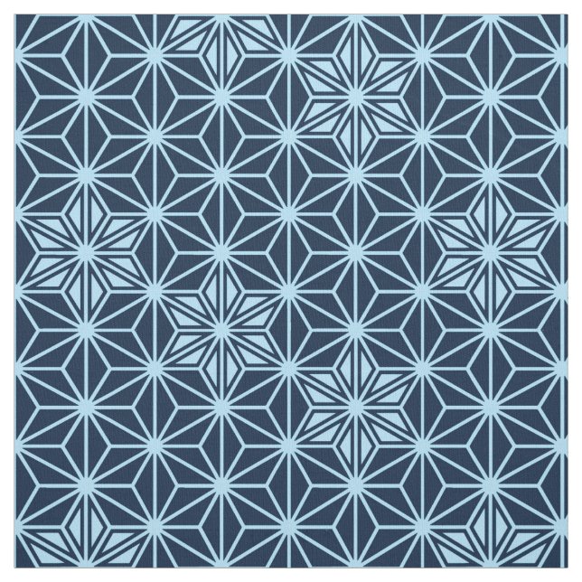 Tecido Asanoha japonesa ou padrão estelar, azul-indigo (Modelo)
