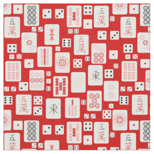 Tecido asiático-rosado-vermelho-mahjong-chinês jogo de az