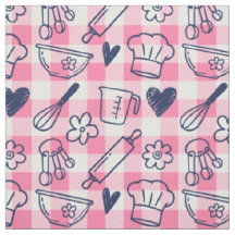 Assando Doodles em Gingham - Rosa e Azul Marinho