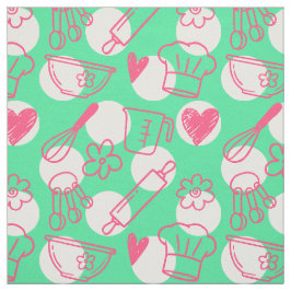 Tecido Assando Doodles em Pontinhos - Rosa & Verde