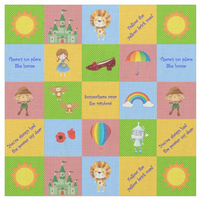 Tecido Assistente de Oz Quilt Bloqueia Vermelho/Verde (Detalhe)