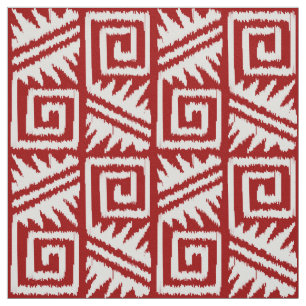 Tecido Asteca de Ikat - vermelho escuro e branco
