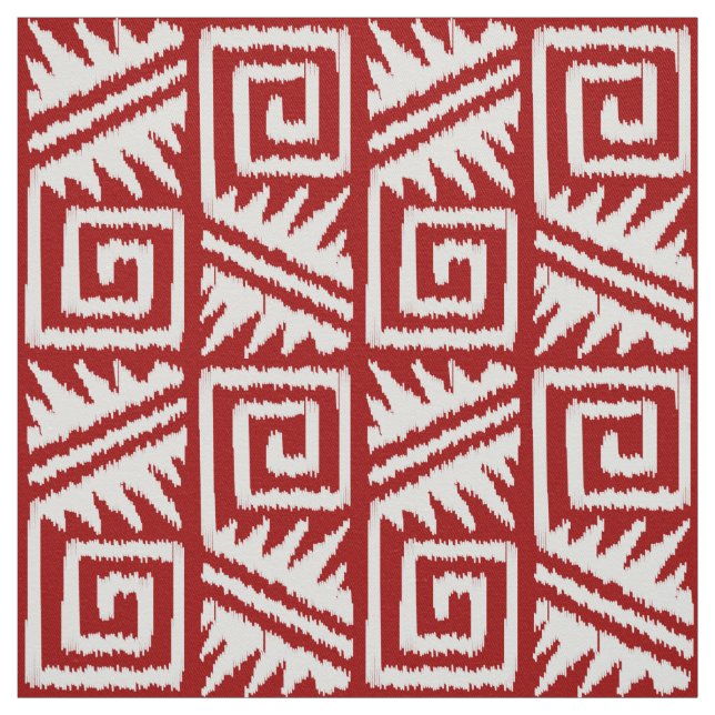 Tecido Asteca de Ikat - vermelho escuro e branco (Modelo)