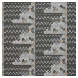 Tecido Astract Geométrico Cinza de Chevron Yellow Hexagon