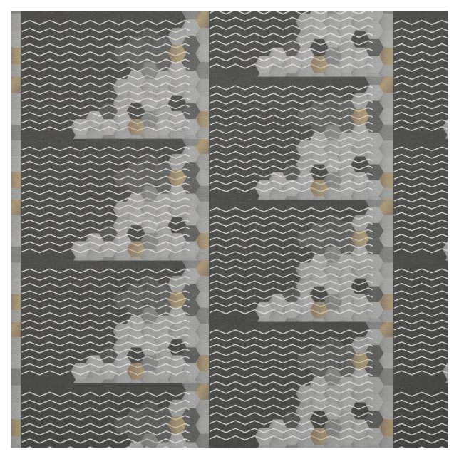 Tecido Astract Geométrico Cinza de Chevron Yellow Hexagon (Modelo)