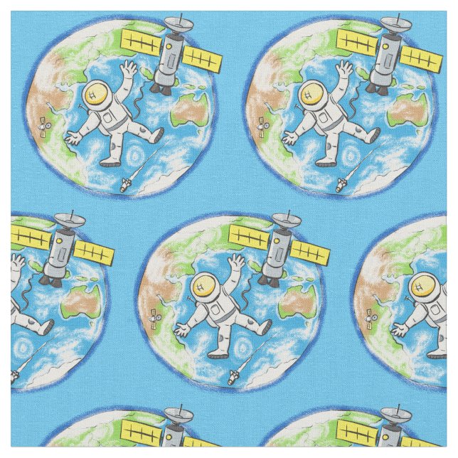 Tecido Astronauta engraçado no espaço e na banda desenhad (Detalhe)
