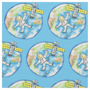 Tecido Astronauta engraçado no espaço e na terra