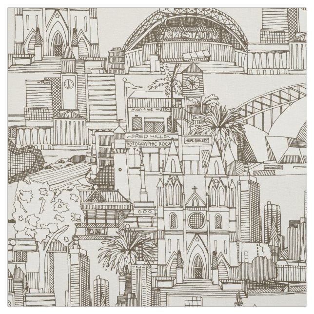 Tecido Austrália toile de jouy chá branco forte (Modelo)