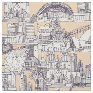 Tecido Australia toile de jouy mulberry sand