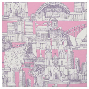 Tecido Austrália toile de jouy roxo pastel magenta