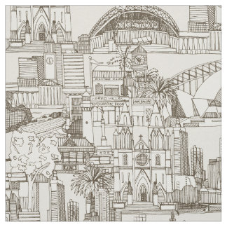 Tecido Australia toile de jouy tea strong white