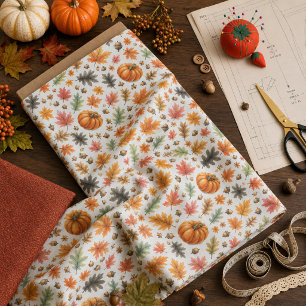 Tecido Autumn Season Leaves e Pumpkin Standard