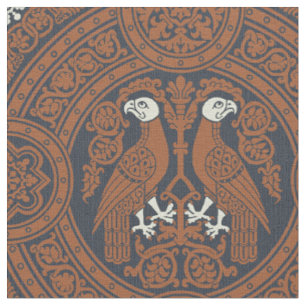 Tecido Aves Bizantinas Cinnamon-Brown