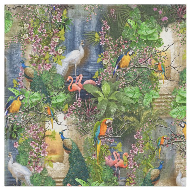 Tecido Aves do Paraíso Repetem Design (Detalhe)