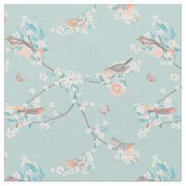 Tecido Aves e Flores