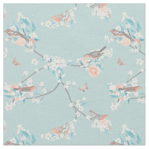 Tecido Aves e Flores