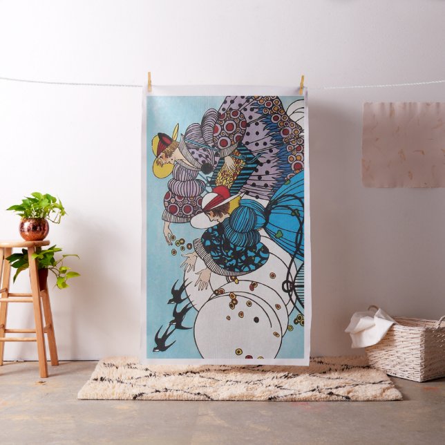 Tecido AVES E SENHORAS DE primavera, FASHÃO DE BELEZA DE  (In Situ)