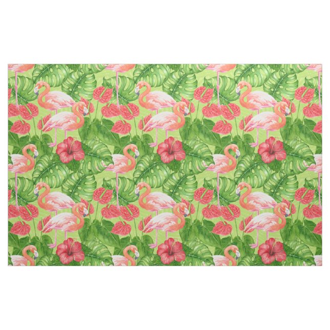 Tecido Aves Flamingo e plantas tropicais (Fat Quarter)