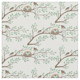 Tecido Aves no Nest Primavera Woodland.