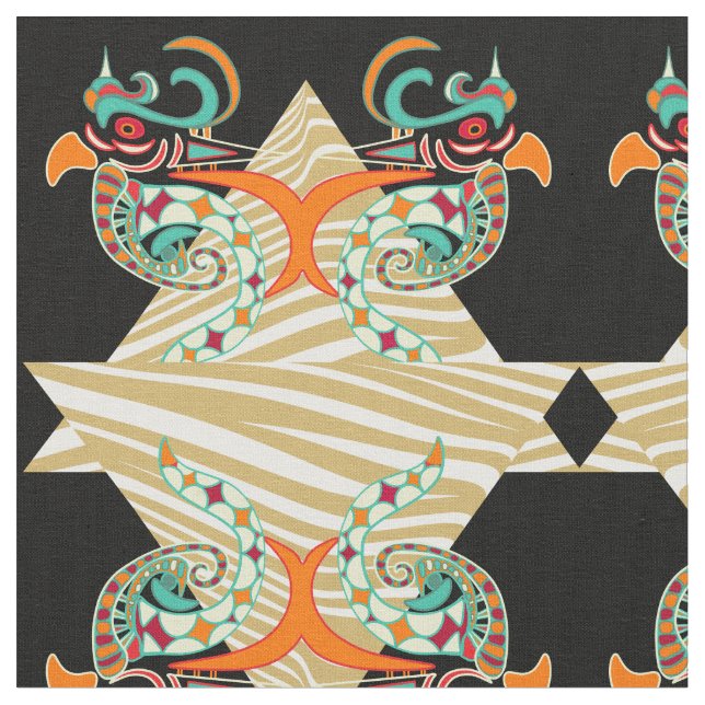 Tecido aves ornamentais e zebra (Detalhe)