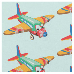 Tecido avião de desenho animado
