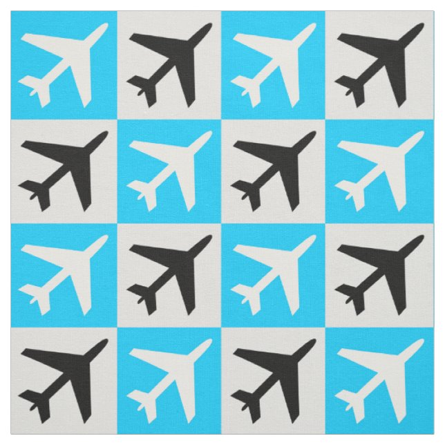 Tecido Avião de Jatos Voadores de Aviação Geométrica Azul (Modelo)