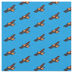 Tecido Avião e céu azul/avião de colheita