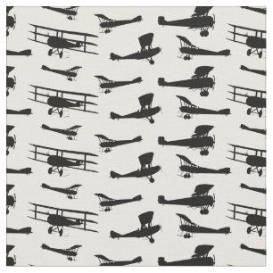Tecido Avião Vintage Silhuettes Planes Decorativos
