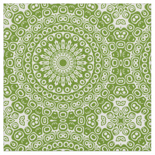 Tecido Avocado Green sobre Mandala Branco Caleidoscópio