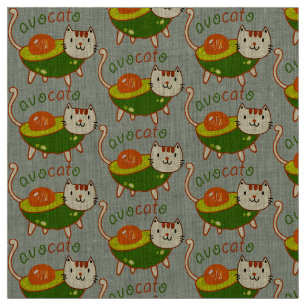 Tecido Avocato de gato engraçado bonito